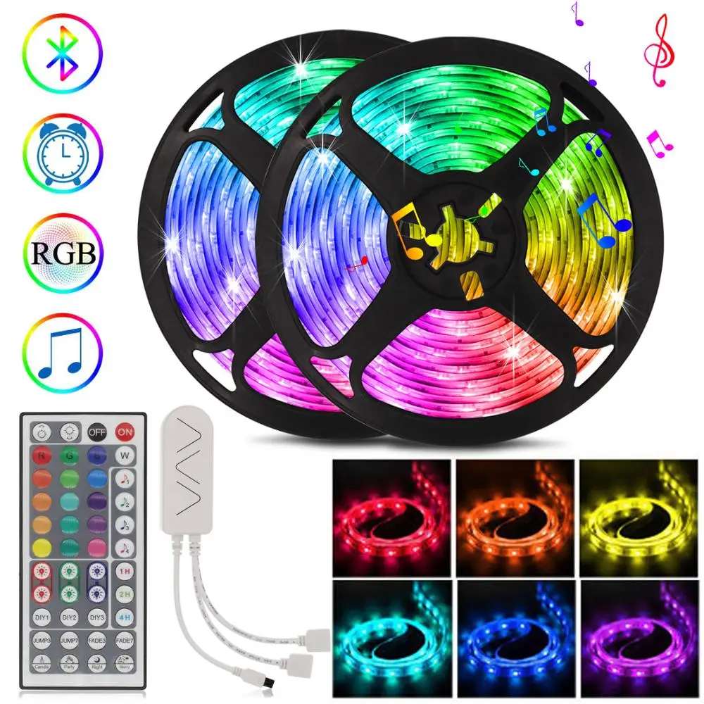 

5050 LED Strip Music Sync TV Background Lighting Bluetooth 12V Led Lights Bedroom Decoration Smartphone APP Control Strip Light