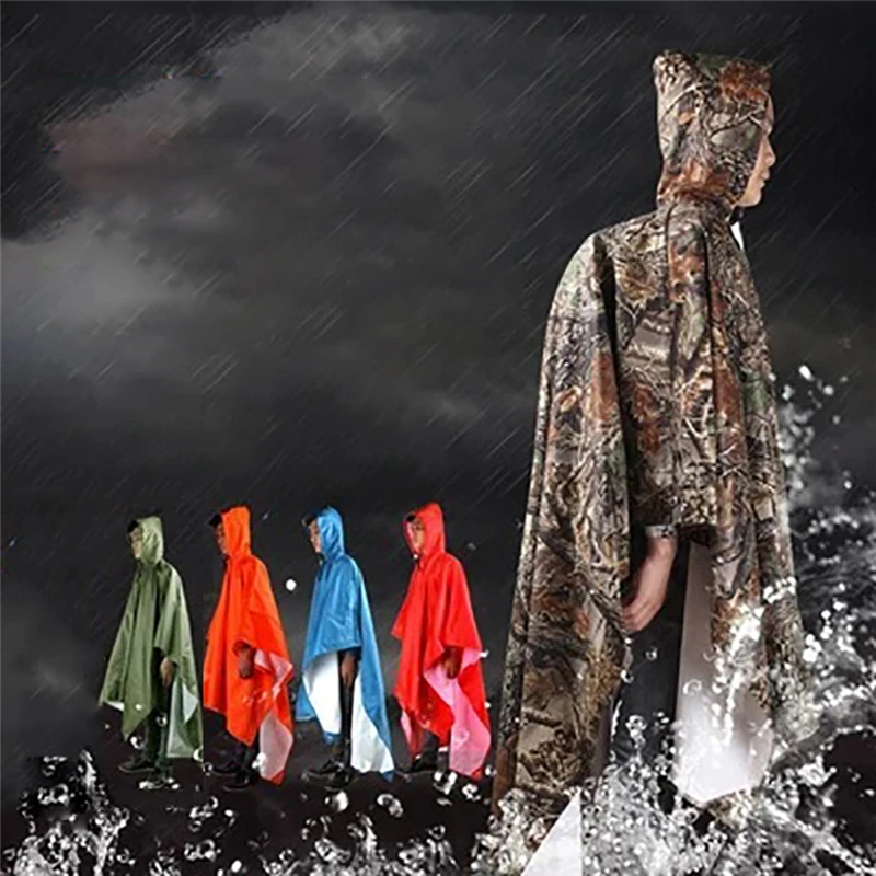 

3 In 1 Multi-function Adult Raincoat Male Female Outdoor Backpack Rain Cover For Camping Hiking Rainwear Wateproof Poncho