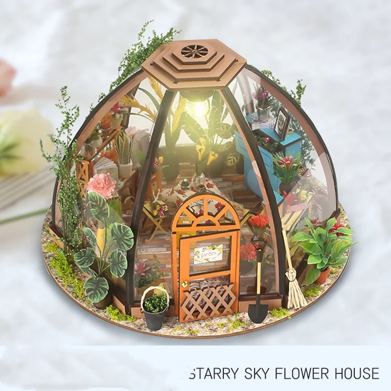 

Миниатюрная мебель для кукольного домика, деревянная, со светодиодной подсветкой