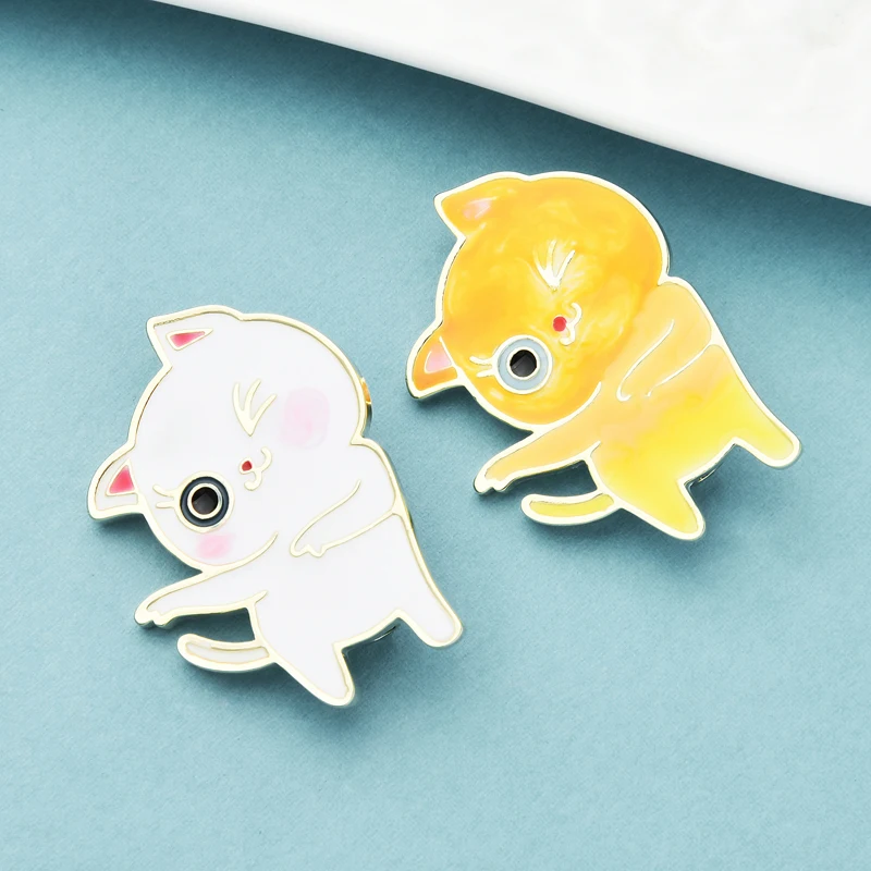 

Wuli&baby Enamel Lovely Dancing Cat Brooches Women 2-color Cartoon Fat Cat Dancer Coat Shirt Brooch Pins Gifts