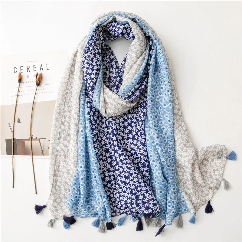 

Designer Scarf For Women Fashion Floral Printing Scarves Ladies Spring Autumn Hijab Soft Scarf Female Tassel bufandas 180*90cm