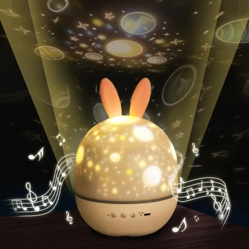 

LED Night Light Starry Sky Projection Lamp Projector USB Charging Romantic Dreamy Rotating Music Box Couples Kids Christmas Gift