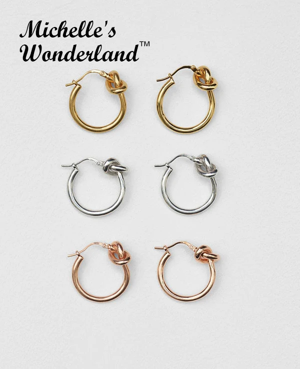 Серьги кольца с узлом золотого/серебряного цвета минимализм Высокое качество