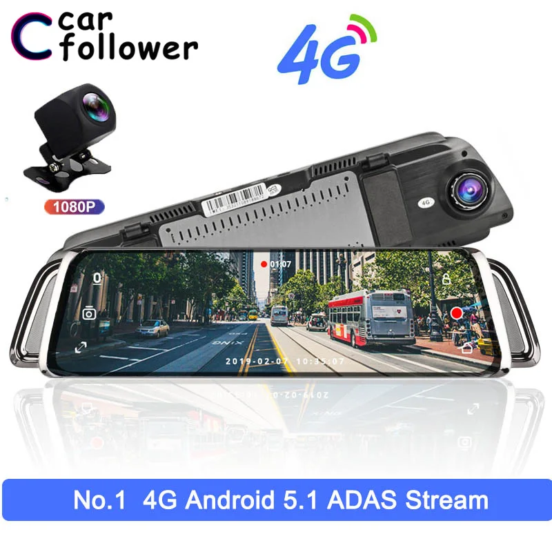 10 дюймовый сенсорный автомобильный видеорегистратор потоковое зеркало заднего