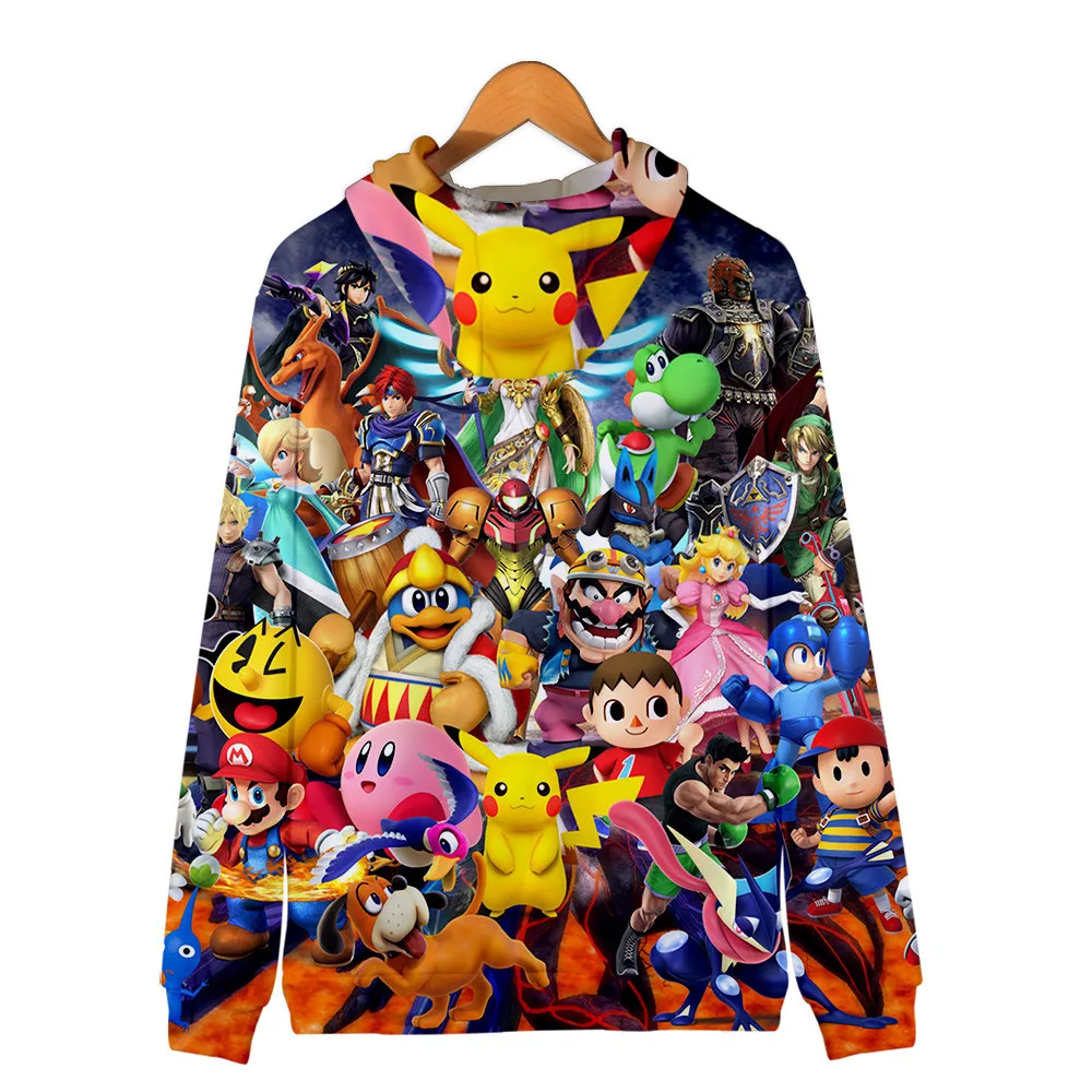 Супер Марио Bros. 3D Толстовка с капюшоном, флисовая толстовка Super Smash Bros, толстовки Harajuku, мужской спортивный костюм, хип-хоп куртка на молнии, пальто, одежда