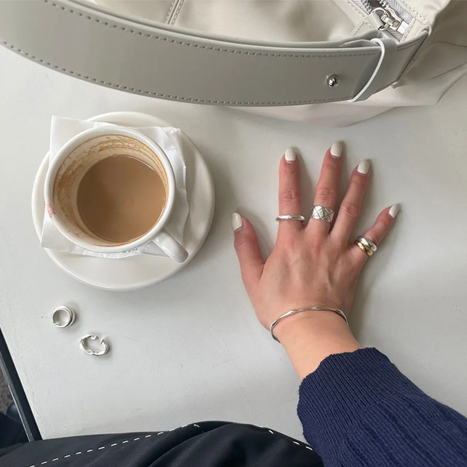 Шанис 925 пробы серебро Открытое кольцо неправильная текстура Крупного Песка