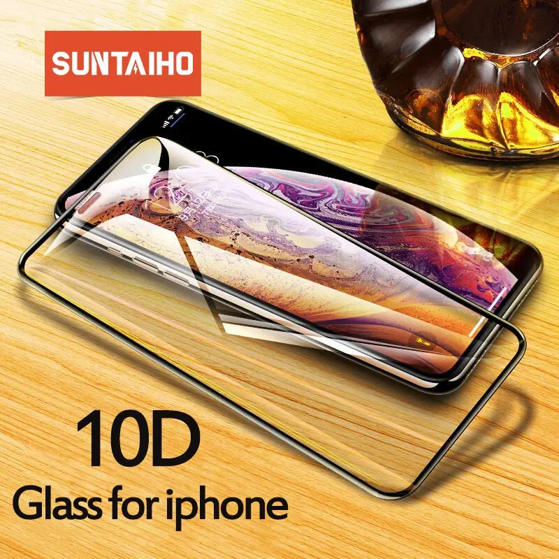 Suntaiho защитное стекло на айфон 7 6 5D Tempered Glass for iPhone 8 plus X XS Max XR 6S Edge Full Curved Anti Explosion Screen