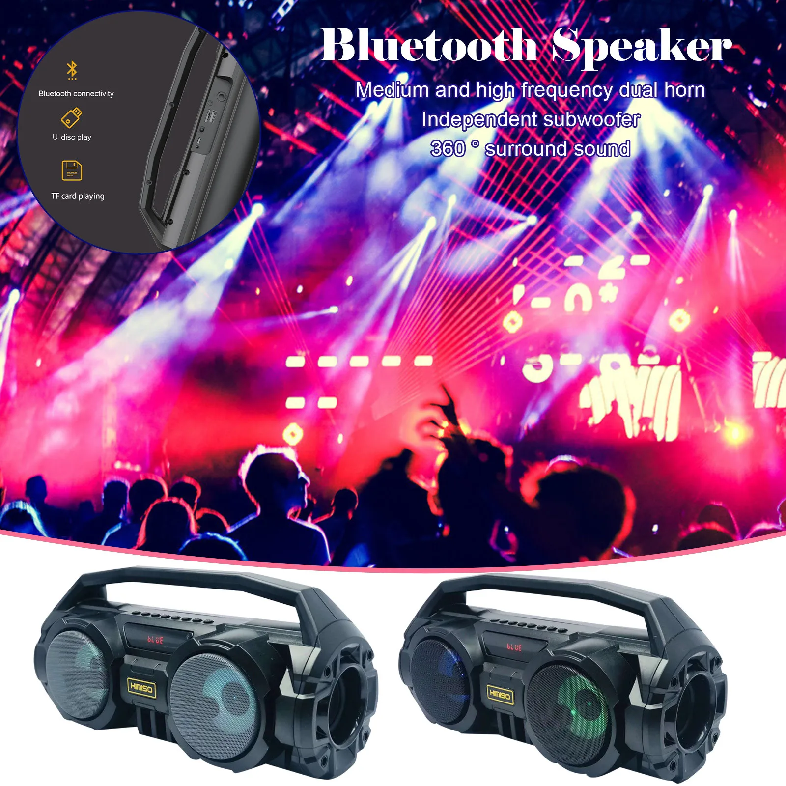 Портативный Bluetooth динамик для улицы новейший Мощный сабвуфер 2021 бум объемной
