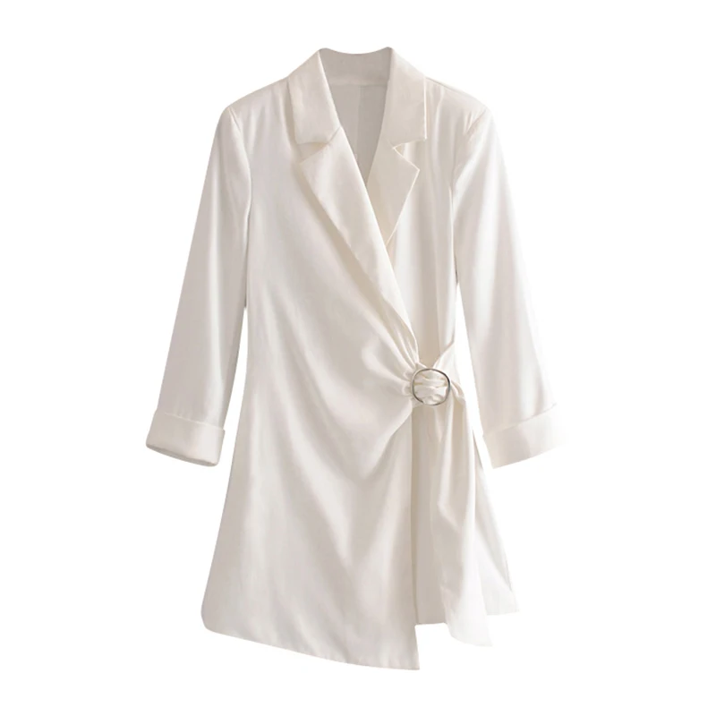 Женский офисный костюм комбинезон с длинным рукавом белый отложным воротником