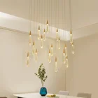 Светодиодный подвесной светильник в виде капли воды, минималистический скандинавский светильник в стиле лофт из хрусталя и металла, креативное освещение в скандинавском стиле для ресторана