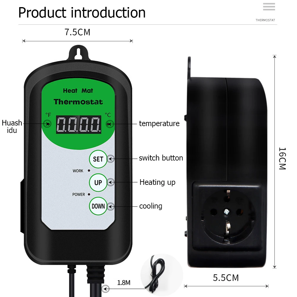 

1000W Digital Thermostat Temperature Controller for Reptiles Amphibians Germination Pet Products Accessories