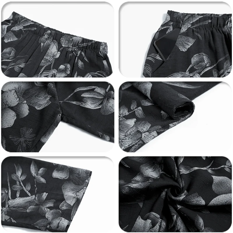 

22 Colors 2020 Women Summer Casual Pencil Pants XL-5XL Plus Size High Waist Pants Printed Elastic Waist Middle Aged Women Pants