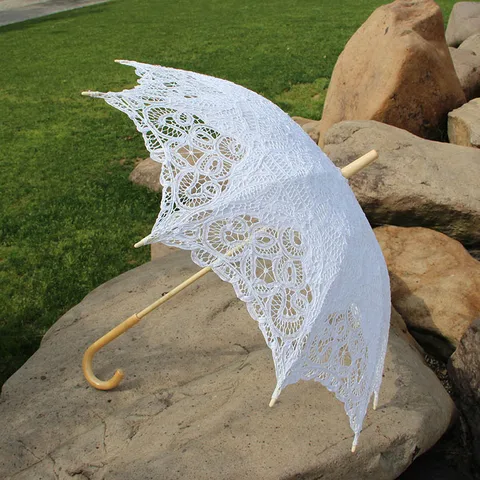 Хлопковый зонт от солнца в викторианском стиле, кружевной зонт с крючком, Свадебный зонт с кружевом