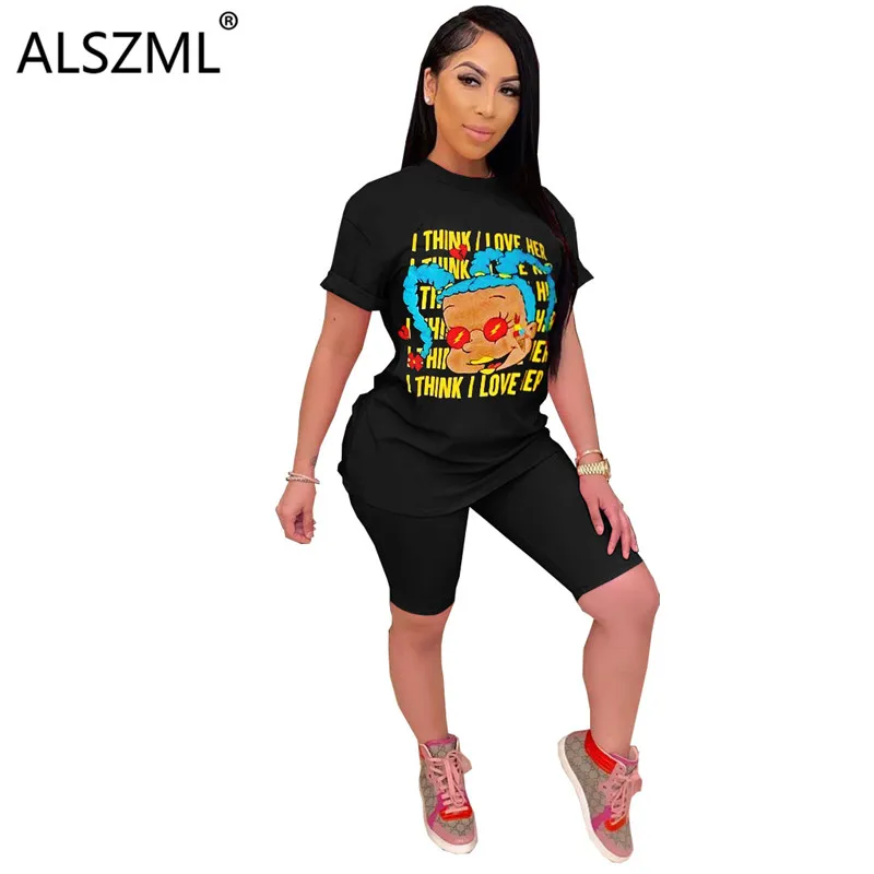 Женский комплект из 2 предметов с мультипликационным графическим принтом