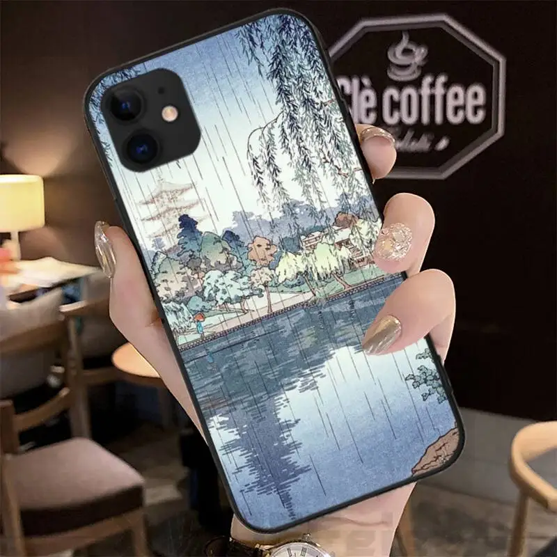 

Japanese Art Crane Fuji Mountain Fundas Coque Case for IPhone 12 11 Pro Max XR X XS XR 7 8 6s Plus SE 2020 Cover Accessories