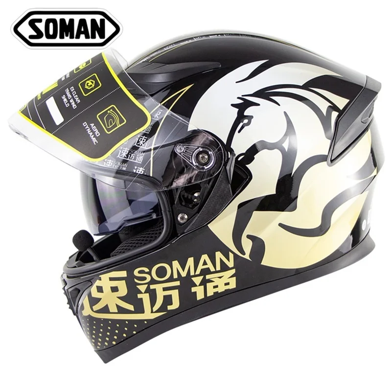 SOMAN Gold Шлем с сертификатом ECE мотоциклетный Bluetooth шлем флип-ап Motocicleta cask мотоциклетный шлем с Bluetooth DOT SOMAN 955 - Цвет: SOMAN Gold