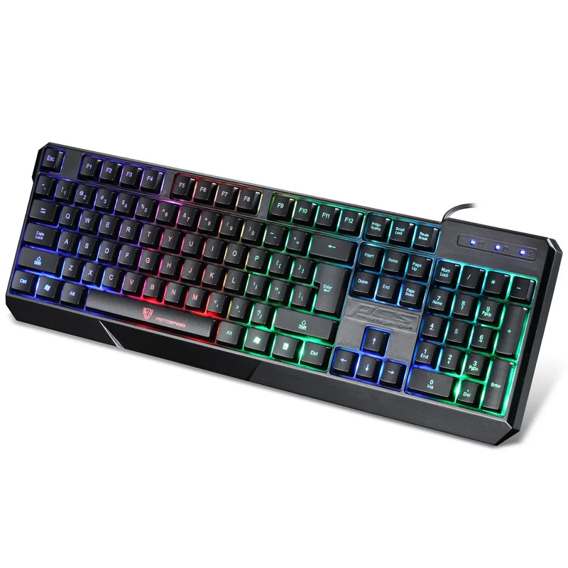 Механическая игровая клавиатура с 104 клавишами светодиодная цветная проводная USB