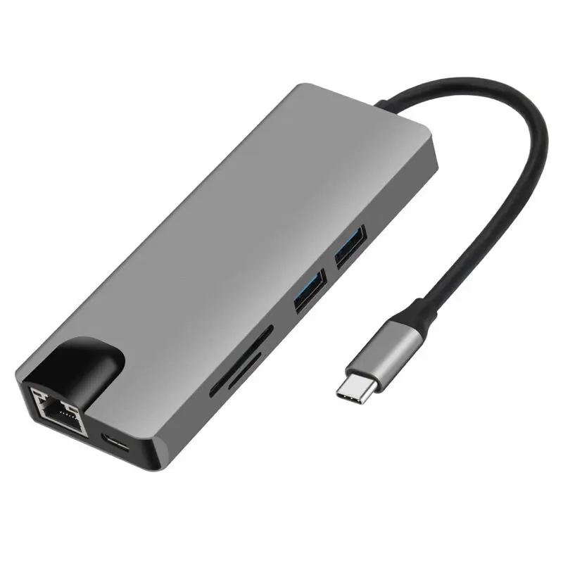 9 в 1 адаптер с портом Type C на 2 USB SD TF карты Lan Vga Hdmi USBC 3 5 мм Aux разъем концентратор