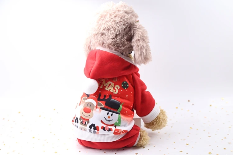 Dog Clothes Pet Dog Christmas Jacket Winter Warm Thick Cute Cartoon Small Dog Cloth Costume Dress apparel Puppy Kitten costume