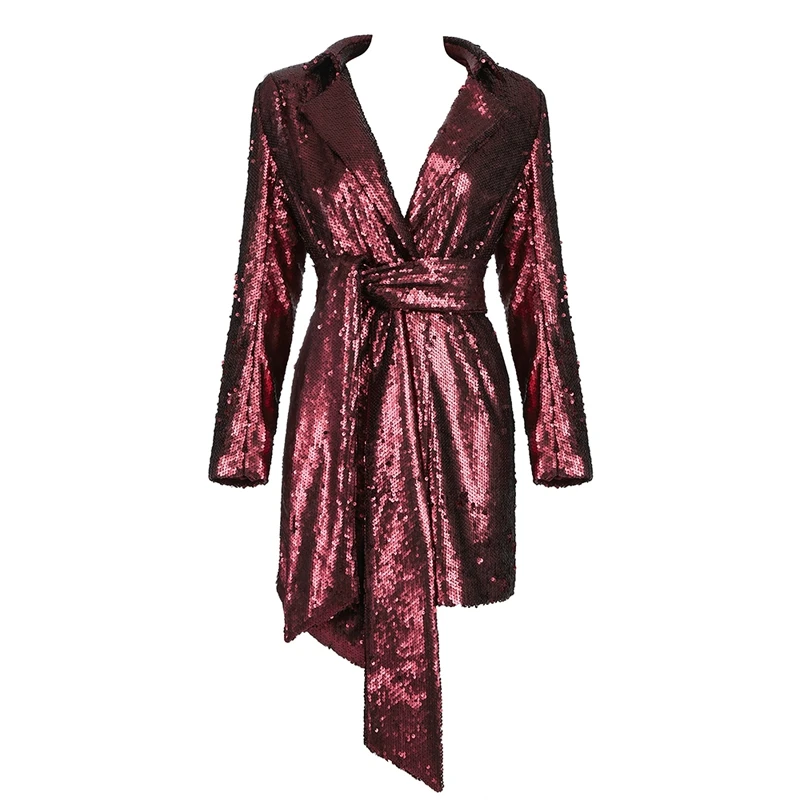 

INDRESSME V Neck Sequins Long Sleeve Draped Bodycon Asymmetrical Dress Party Club 2019 New Fashion Women Sexy Vestidos Dress