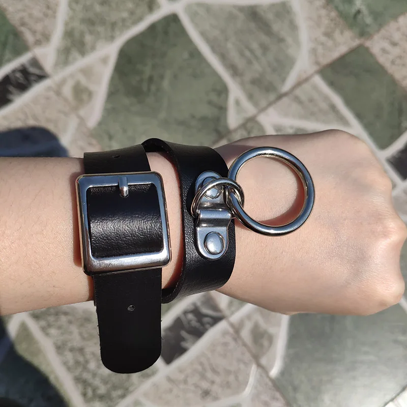 Большой чокер из искусственной кожи в стиле панк ожерелье с большим кольцом