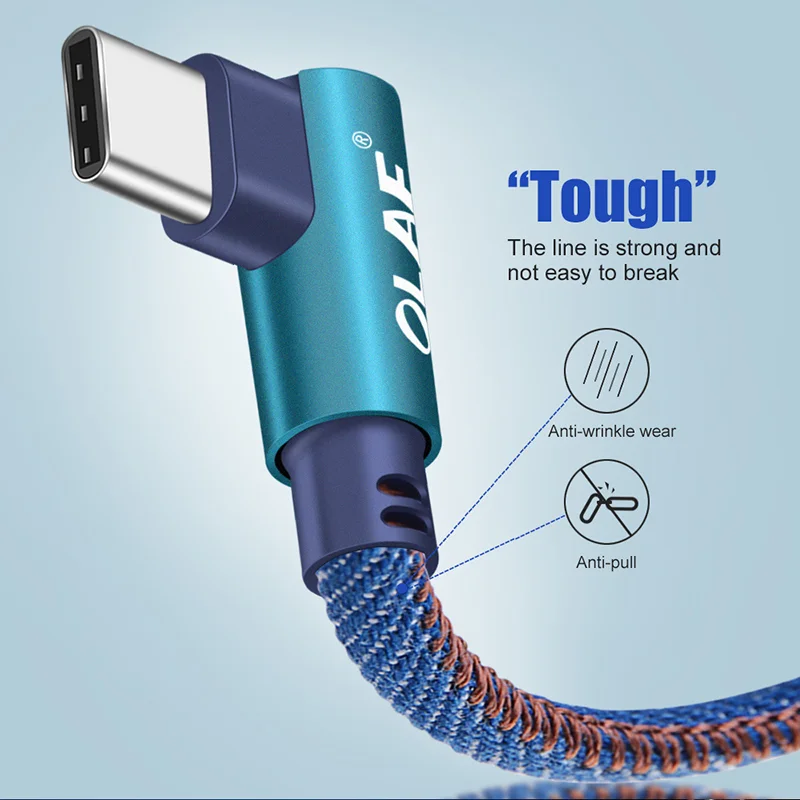 2 м usb type C 90 градусов быстрая зарядка USB C кабель type-c кабель для передачи данных зарядное устройство USB-C для samsung S8 S9 Note 9 8 для Xiaomi Mi8 Mi6