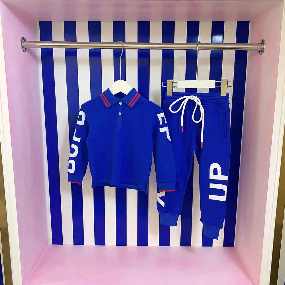 

Brand Designer Clothes Boys Sets Sweatshirt Autumn New Letter Print Polo Shirt+Pants 2Pcs Kids Casual wear Spring Children Suit