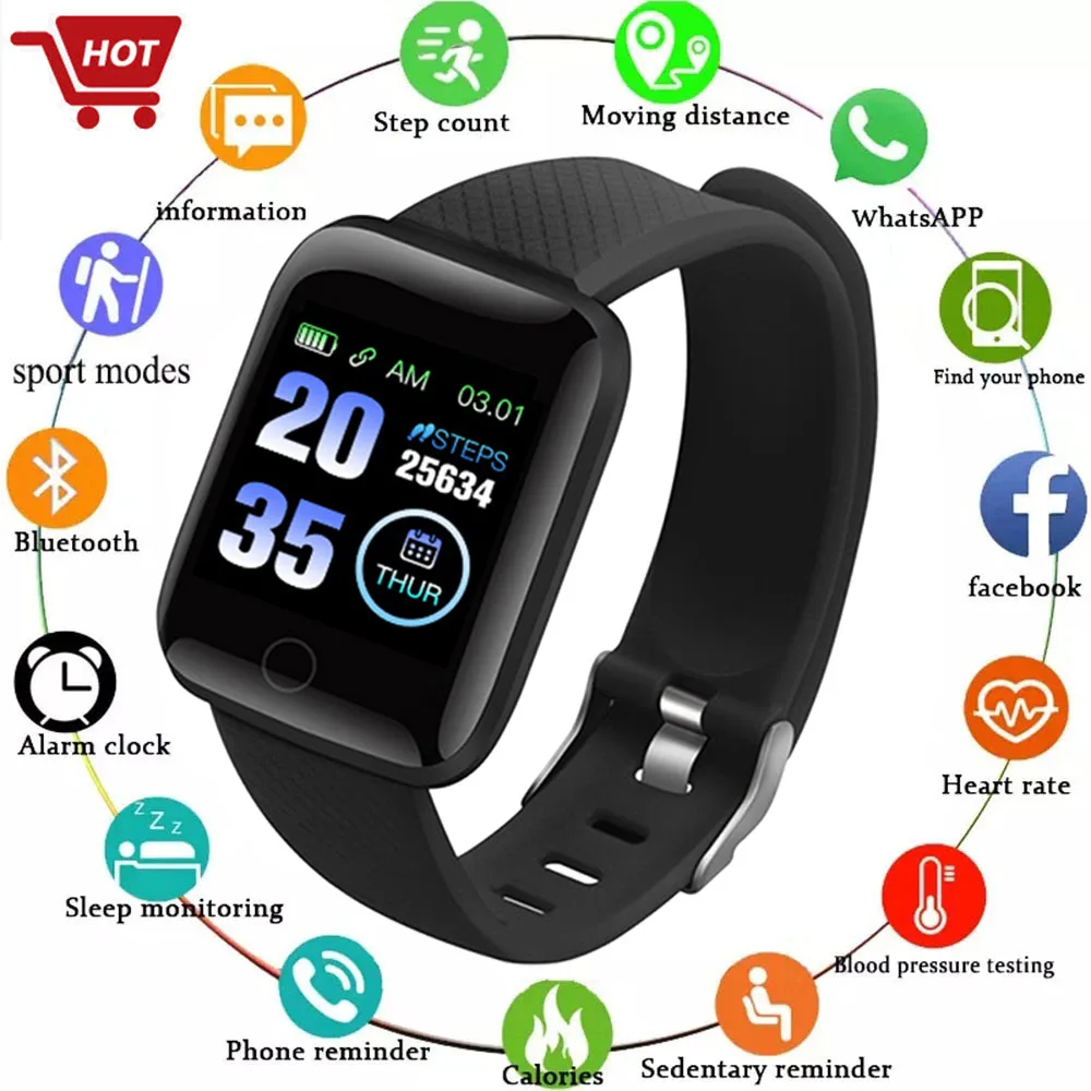 

116Plus relogio masculino Smartwatch Sport Smart Bracelet Heart Rate Blood Pressure Monitor Smart Watch Relogio Masculino Band