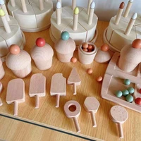 baby montessori toy unpaint wooden sort cups with beads sensory popsicles birthday cake with digital candle