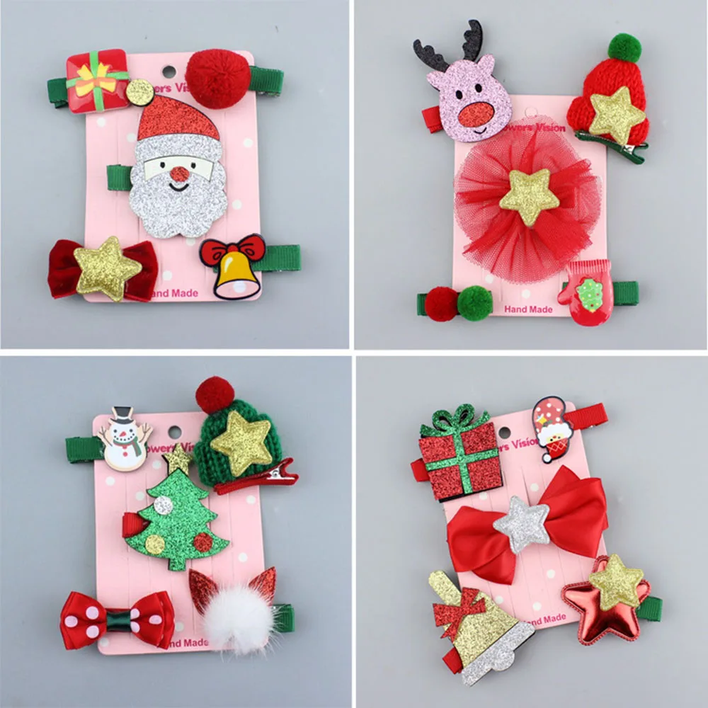 

5pcs/set Girls Cartoon Christmas Gifts Hair Accessories Set Hair Clips Newly