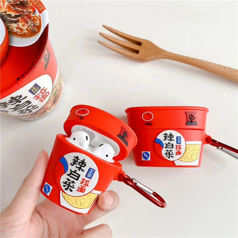 3D милый силиконовый мягкий чехол Nongshim Kimchi Ramen для Apple airpods 1/2 беспроводной Чехол