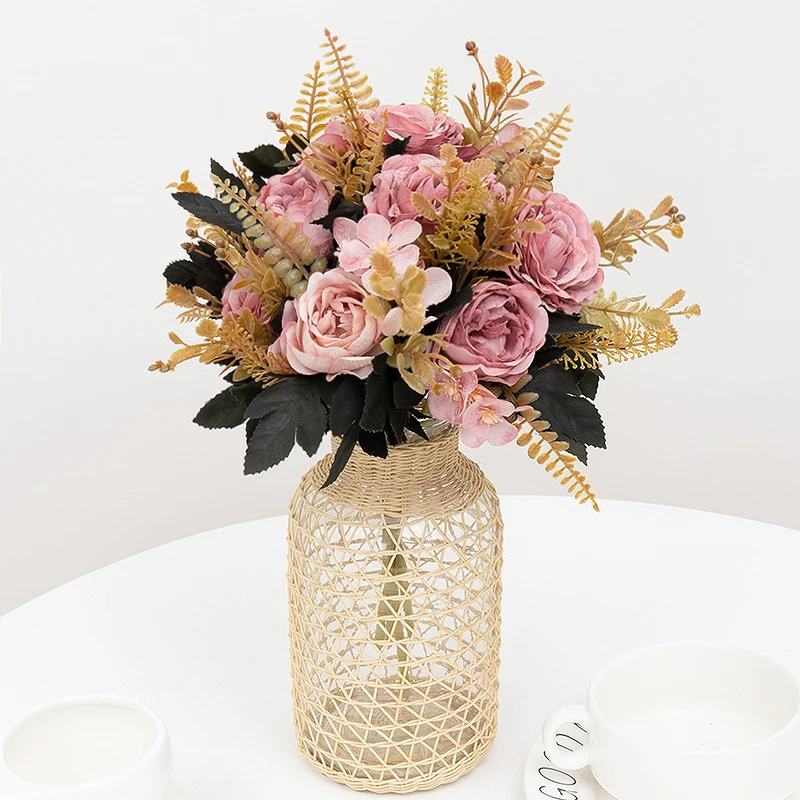 Ретро Искусственные цветы сделай сам Осеннее свадебное украшение для дома