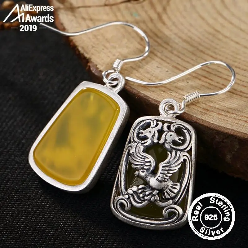 Серьги из серебра 925 пробы с искусственным драгоценным камнем | Украшения и