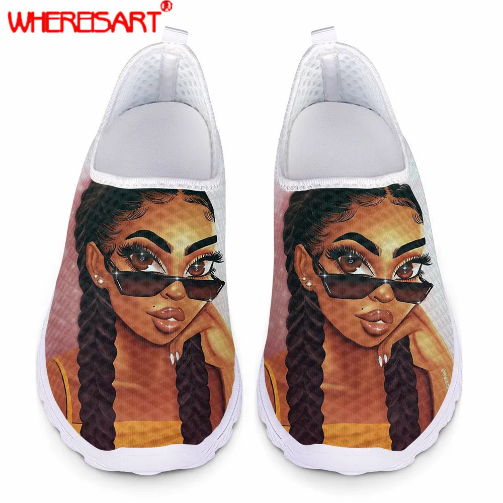 

Кроссовки женские из сетчатого материала, с принтом меланина