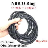 10pcs black o ring gasket cs5mm od 105mm 200mm nbr automobile nitrile rubber round o type corrosion oil resist sealing washer