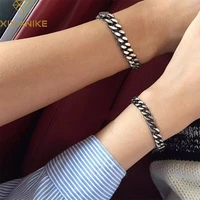 xiyanike 925 sterling silver korea thai silver steel color n shaped large chain bracelet retro couple handmade couple gifts