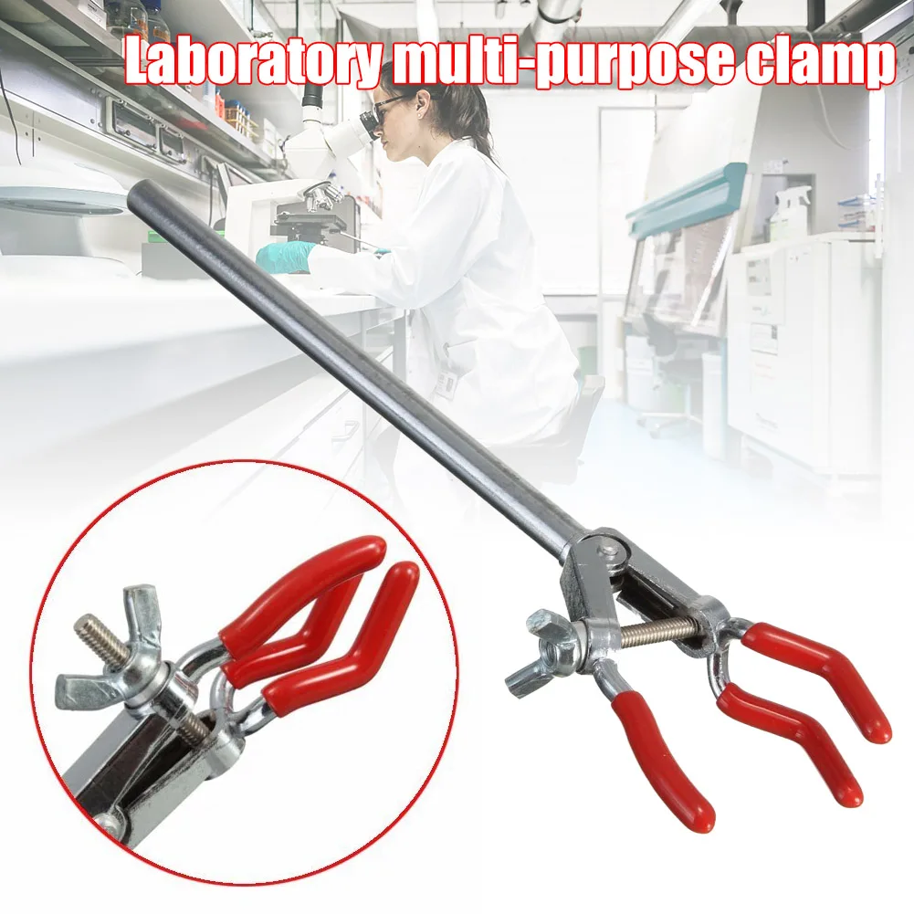 Лабораторный зажим из сплава с 3 зубцами резиновым покрытием большая рукоятка