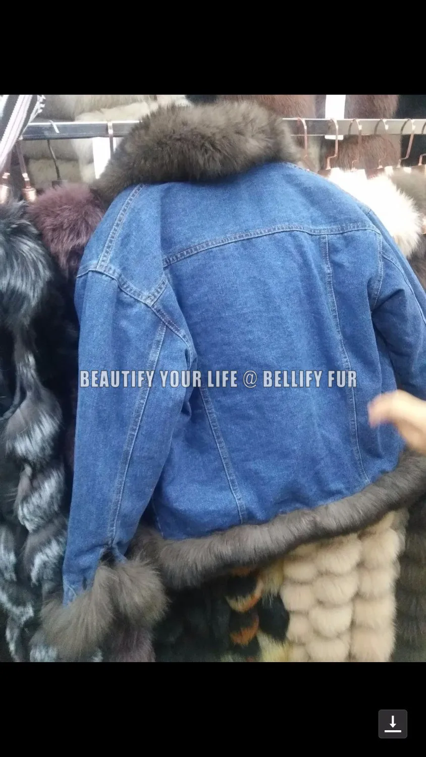 Женские джинсовые куртки с меховой отделкой винтажные голубые из натурального