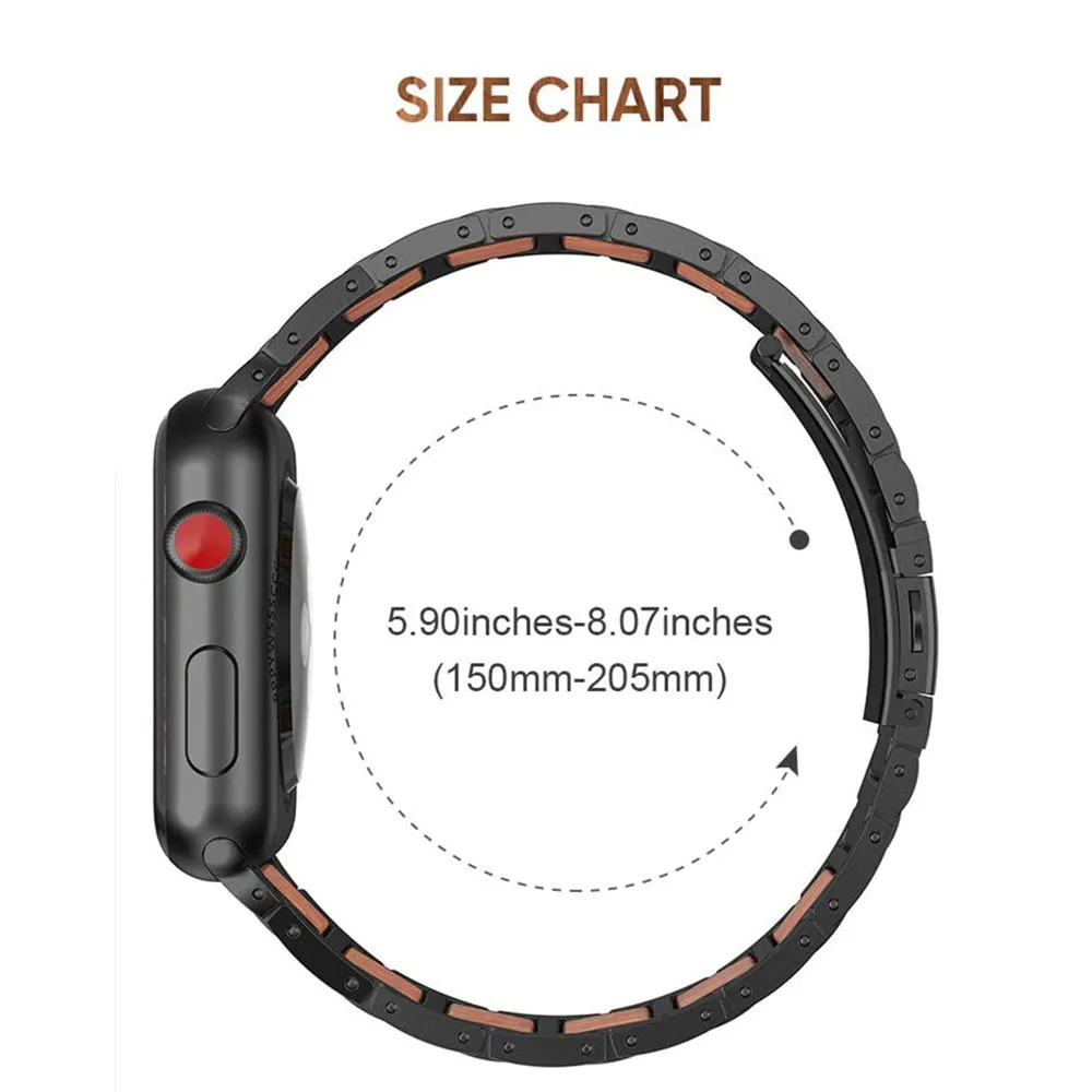 Деревянный ремешок для apple watch 44 мм 40 42 38 браслет из нержавеющей стали iwatch Apple series