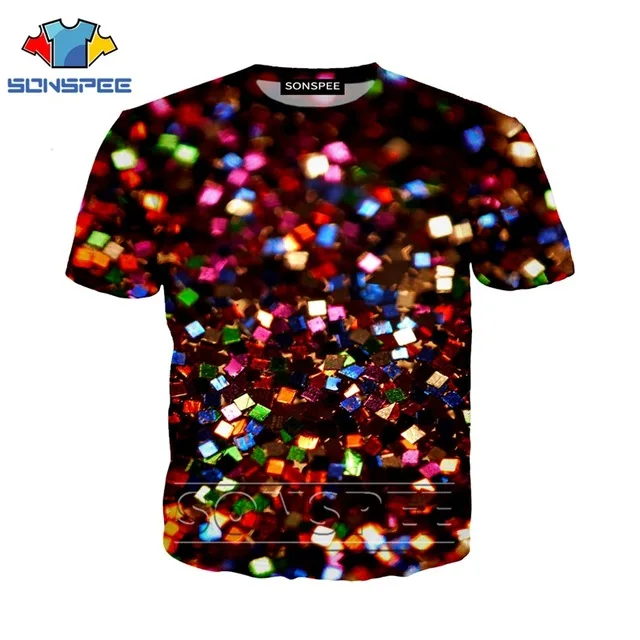 Мужская и женская уличная футболка SONSPEE с 3d принтом блестящая гипнотизированная
