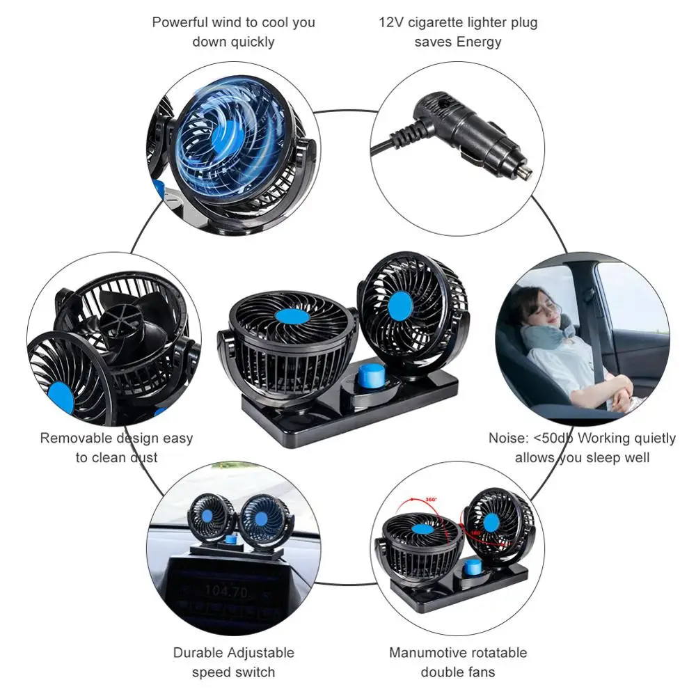 Мини вентилятор Tirol с двойной головкой регулируемый на 360 градусов