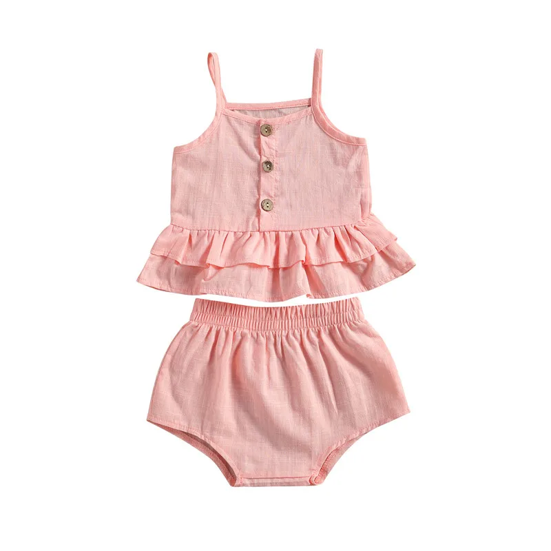 

Fashion Kids Baby Girls 2-piece Outfit Clothes Child Girl Set Sleeveless Tops+Shorts Set for Summer Children Girls Clothing