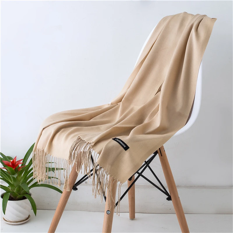 Girita зимний женский шарф Кашемир однотонного цвета шарфы с кисточкой женские