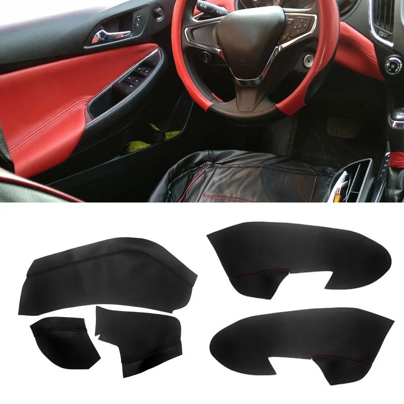 

Soft Leather Door Armrest Cover For Chevrolet Cruze 2017 2018 Interior Car Door Center Control Dashboard Panel Skin Cover Trim