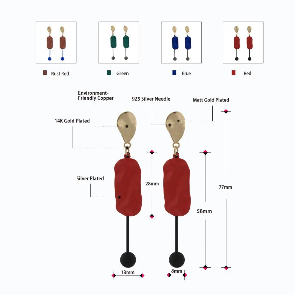 Женские Висячие серьги Neoglory Длинные овальные с эмалью корейский дизайн модные