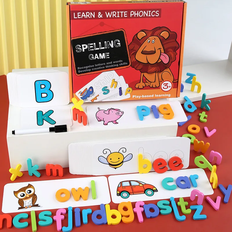 

Reading Writing Spelling 3 In 1 Toy Children Pre-school Early Educational Toy Words With Cards 3D Letters Cognitive Toy