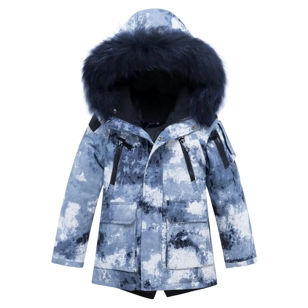 Новинка зимняя теплая пуховая куртка для девочек и мальчиков камуфляжная одежда