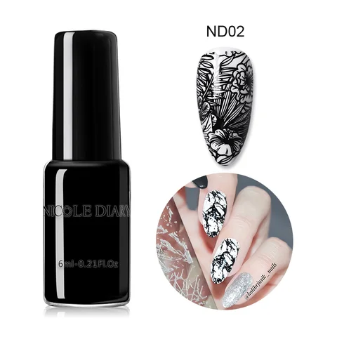 Черно-белый лак NICOLE DIARY для ногтевого дизайна, лак для снятия лака, латекс для стемпинга ногтей, инструменты для творчества