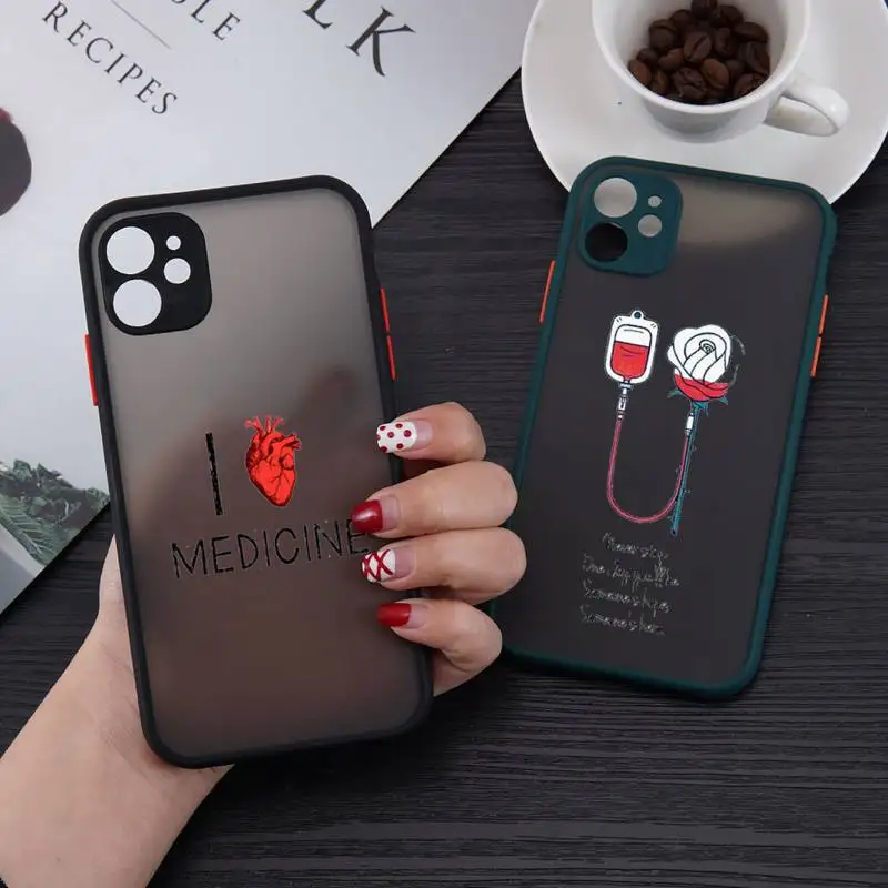

Cartoon Medicine Doctor Nurse Phone Case matte transparent For iphone 7 8 11 12 plus mini x xs xr pro max cover