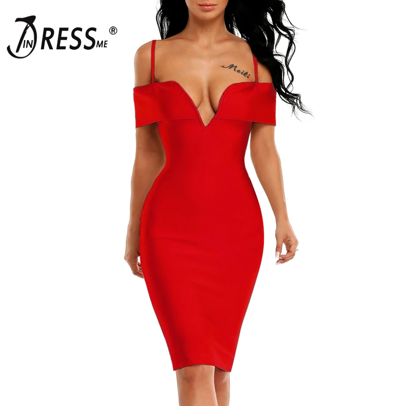 Женское Бандажное платье INDRESSME Клубное без рукавов с треугольным вырезом на